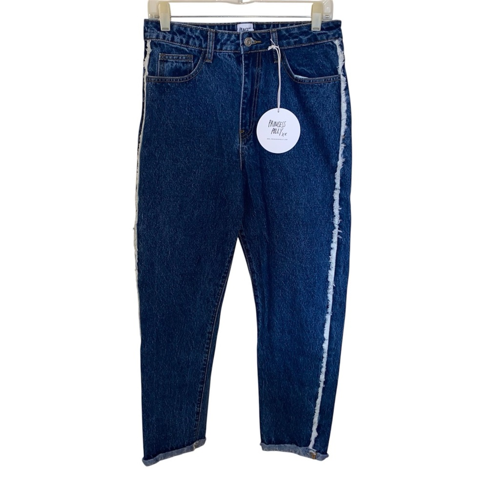 Princess Polly Blue and White Relaxed Jeans